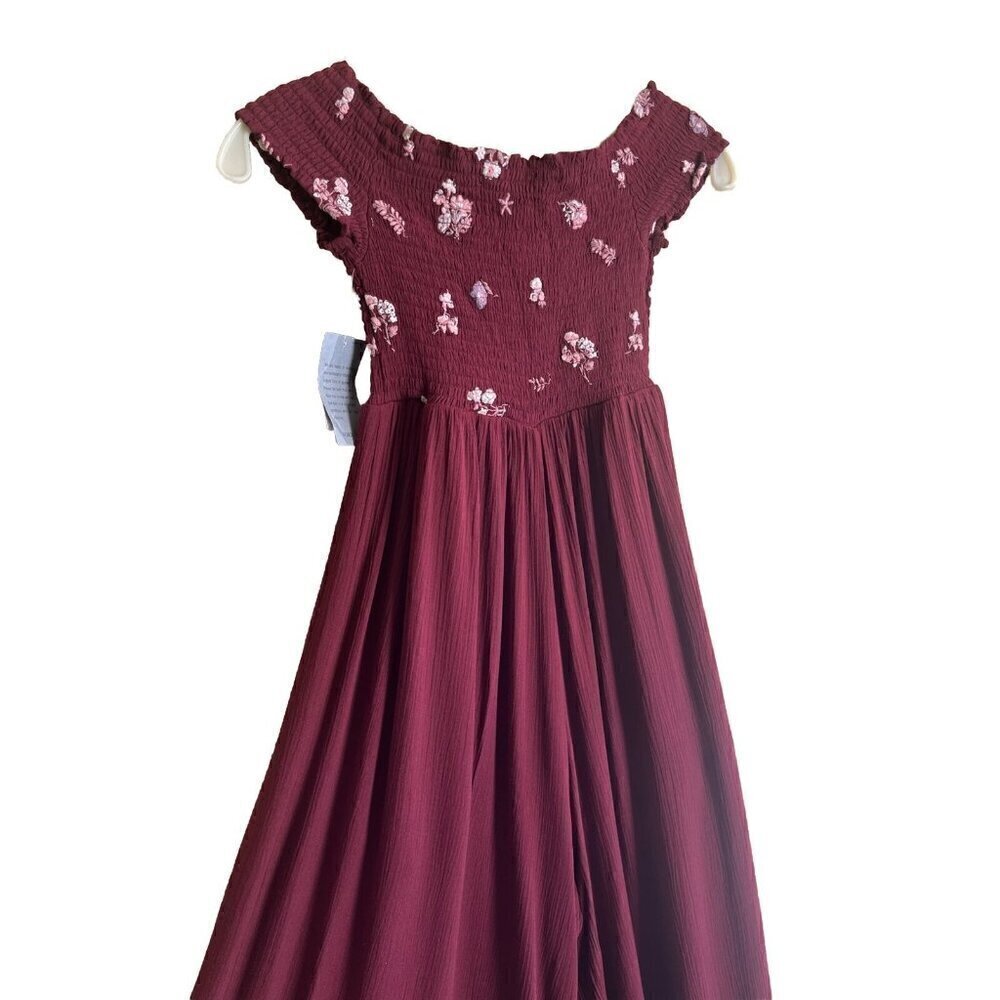 Taylor & Sage Womens Burgundy Stretch Off The Shoulder Wide Leg Jumpsuit Size S - Picture 7 of 14